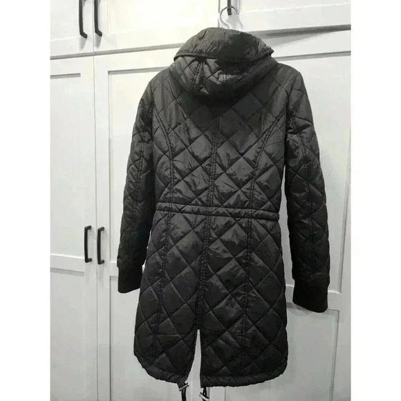 Calvin Klein Women’s Small Long Black Puffer Jacket Hooded Repreve Quilted - Picture 3 of 6